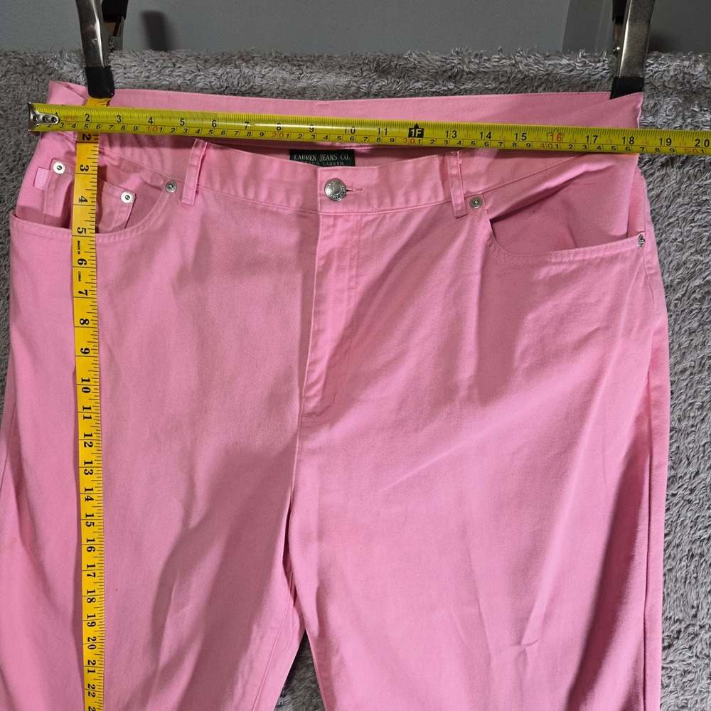 Lauren Ralph Lauren Pink Denim Capri Pants Womens 16 Classic 5-Pocket Cropped - Picture 6 of 8